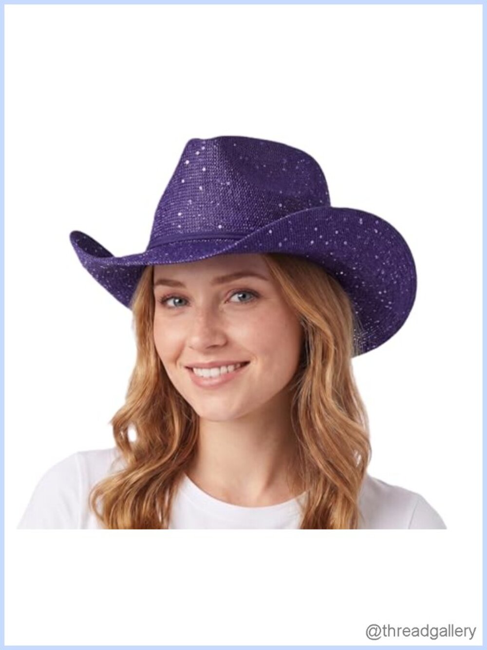 Sparkly Sequin Cowboy Hat with Suede String Trim